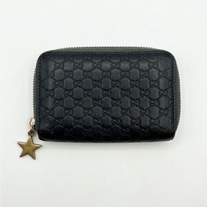 Gucci Dark Navy Micro Guccisima Embossed Zip Wallet